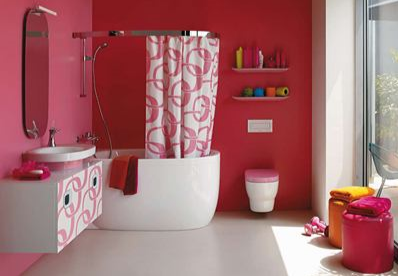 Nội thất phòng tắm màu hồng