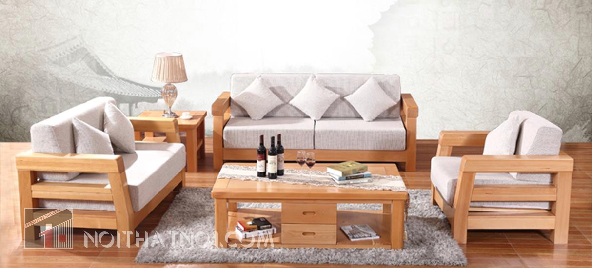 sofa gỗ góc phòng khách