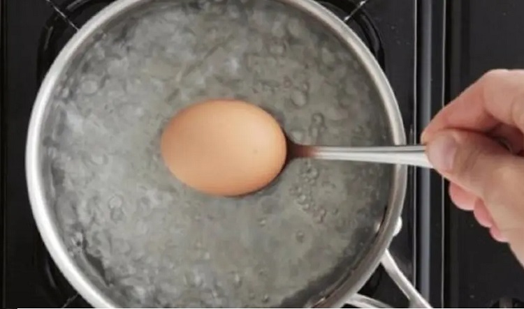 Nhẹ nhàng cho trứng vào nước để tránh bị nứt, vỡ